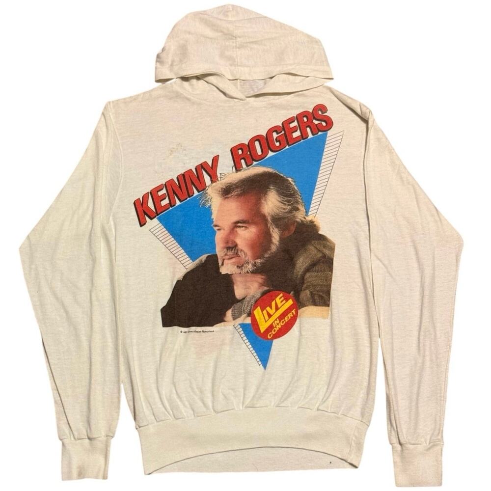 Vintage 1985 Kenny Rogers The 85 Tour Hoodie 18x25 Setlist Back Print Small